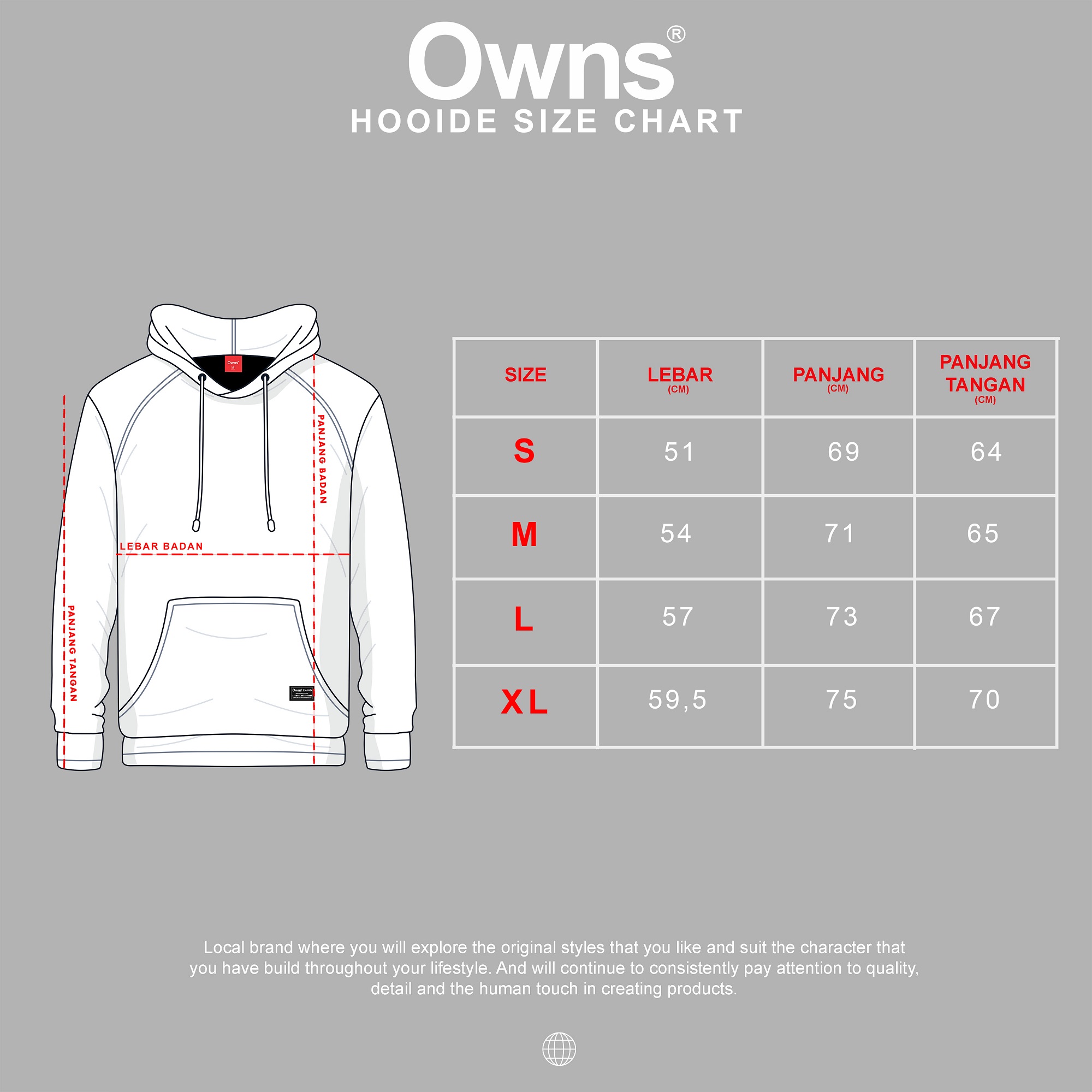SIZE CHART hoodie